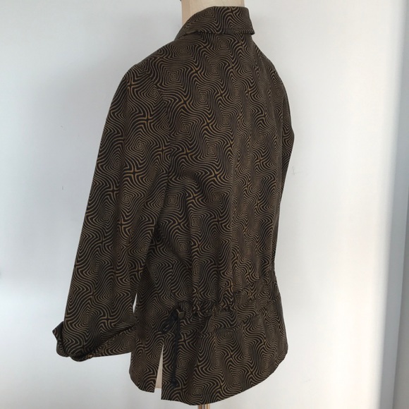 Retro print cropped blazer with drawstring cinch - Picture 4 of 6